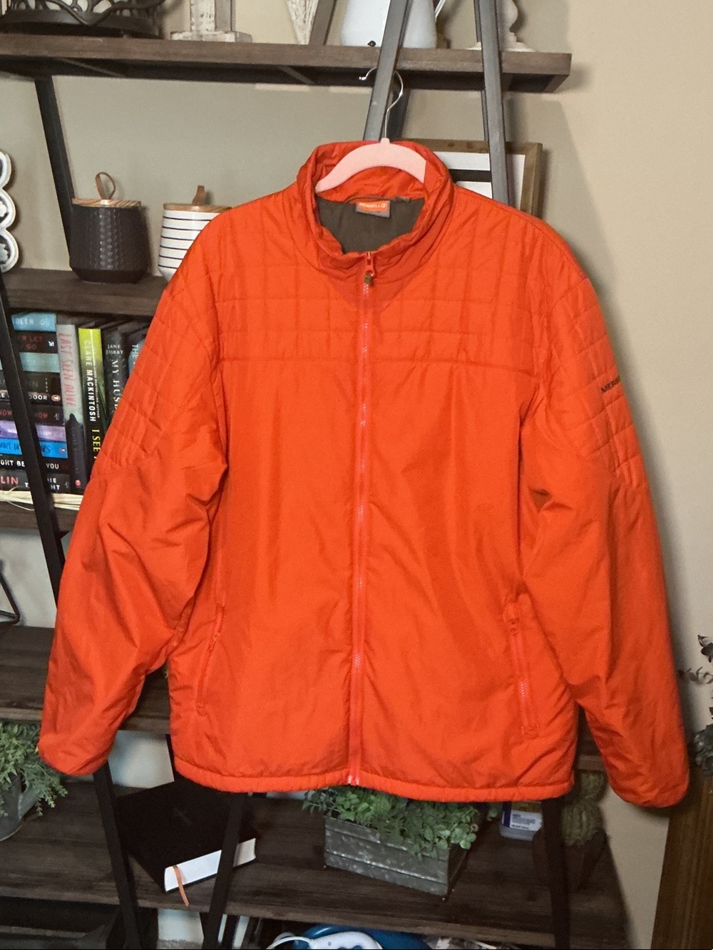 Merrell Men's Bright Orange Quilted Puffer Jacket Size XL